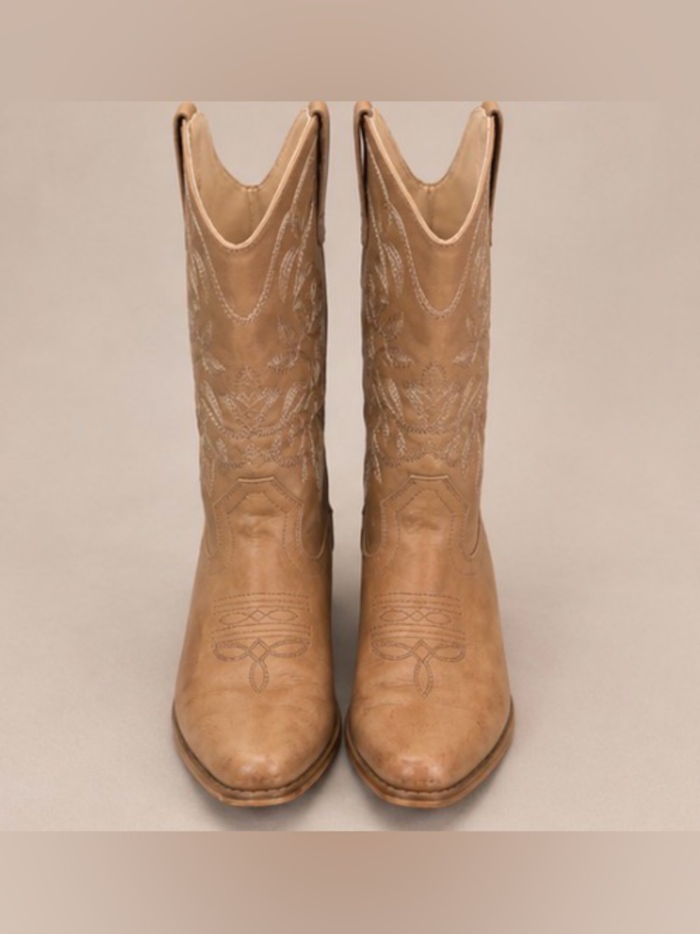Women’s Tan Embroidered Cowboy Boots